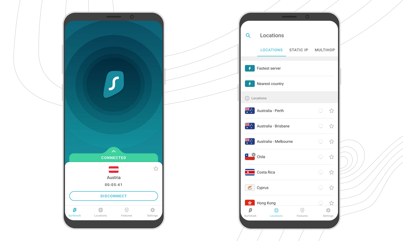 Surfshark - Android interface
