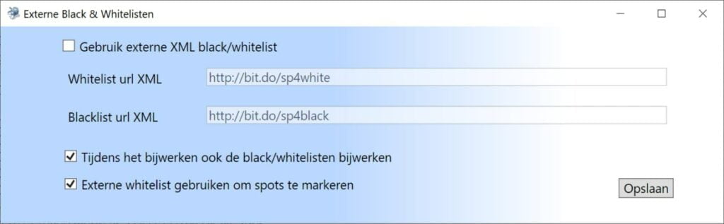 Spotnet Externe Black Whitelist - Stap 2