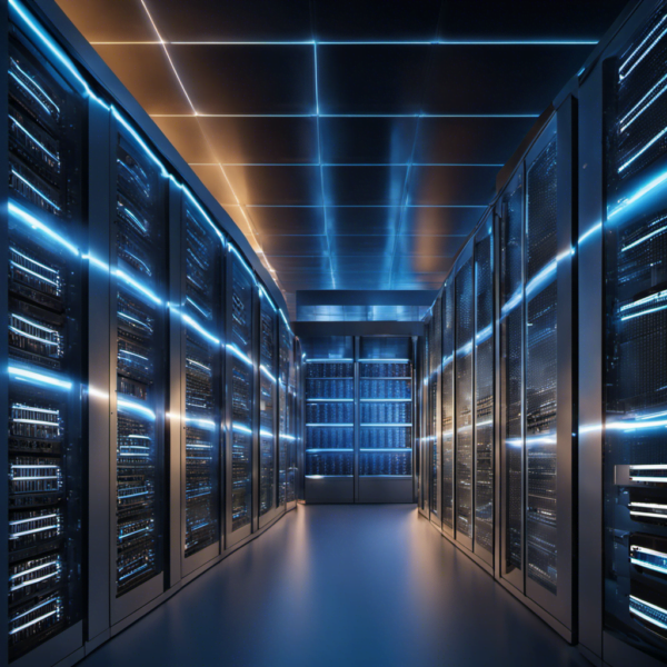 An image showcasing a futuristic server room with advanced cloud storage technology