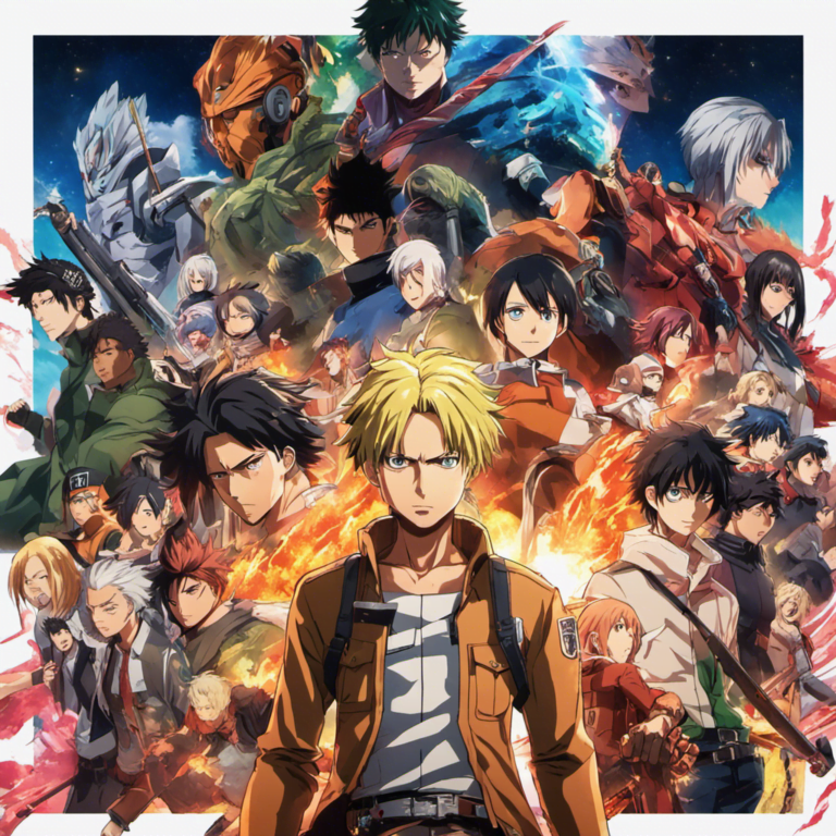 An image showcasing a vibrant anime scene with characters from popular shows like Attack on Titan, Naruto, and My Hero Academia, all streaming on Wakanim, accompanied by Dutch subtitles for the ultimate anime watching experience